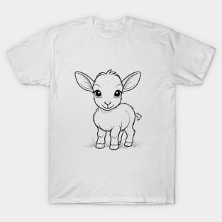 Cute Baby Goat Animal Outline T-Shirt